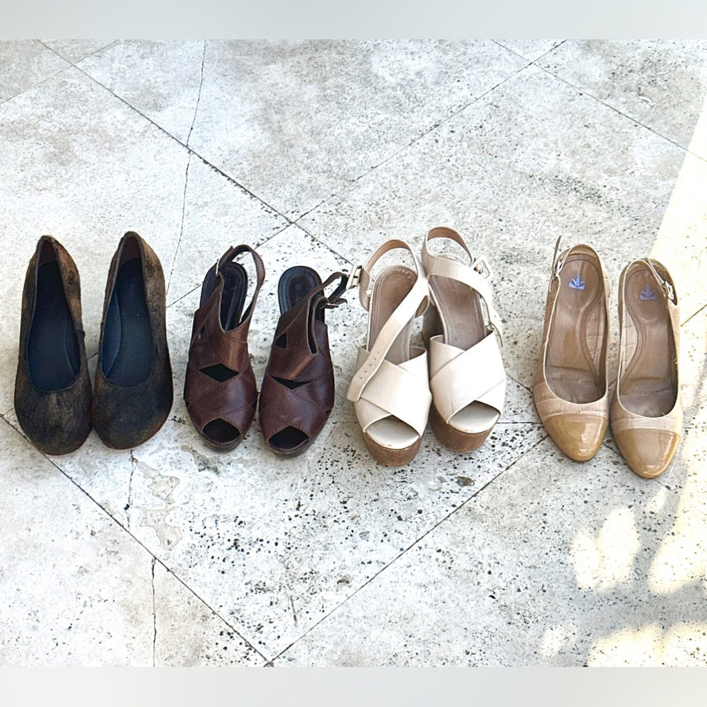 4 pairs of shoe - Celine (beige platform) Marni, Toschi, Henry — Italian.
